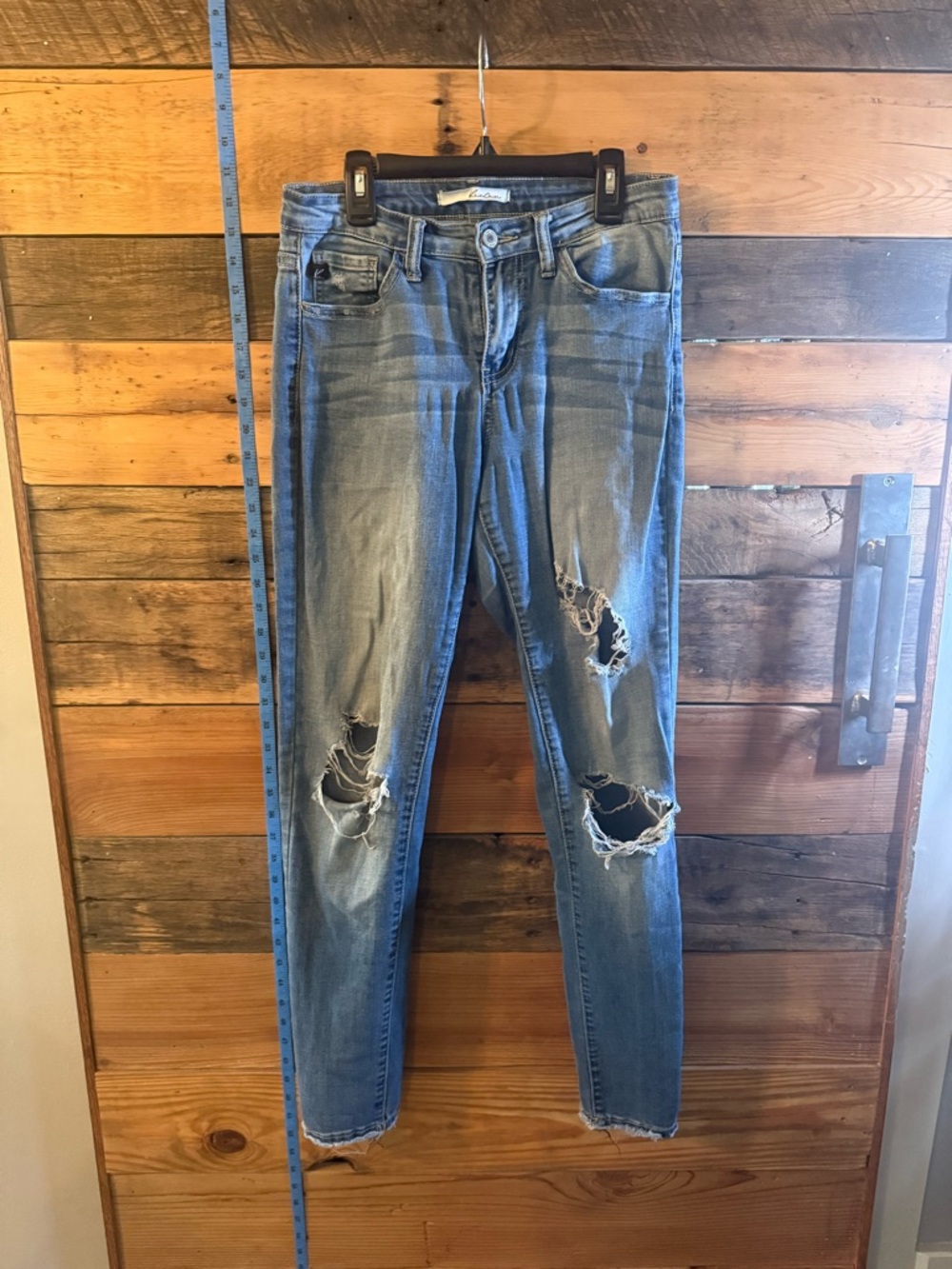 KanCan Distressed Skinny Jeans High Rise Ripped Knee Stretch Denim Size 27
